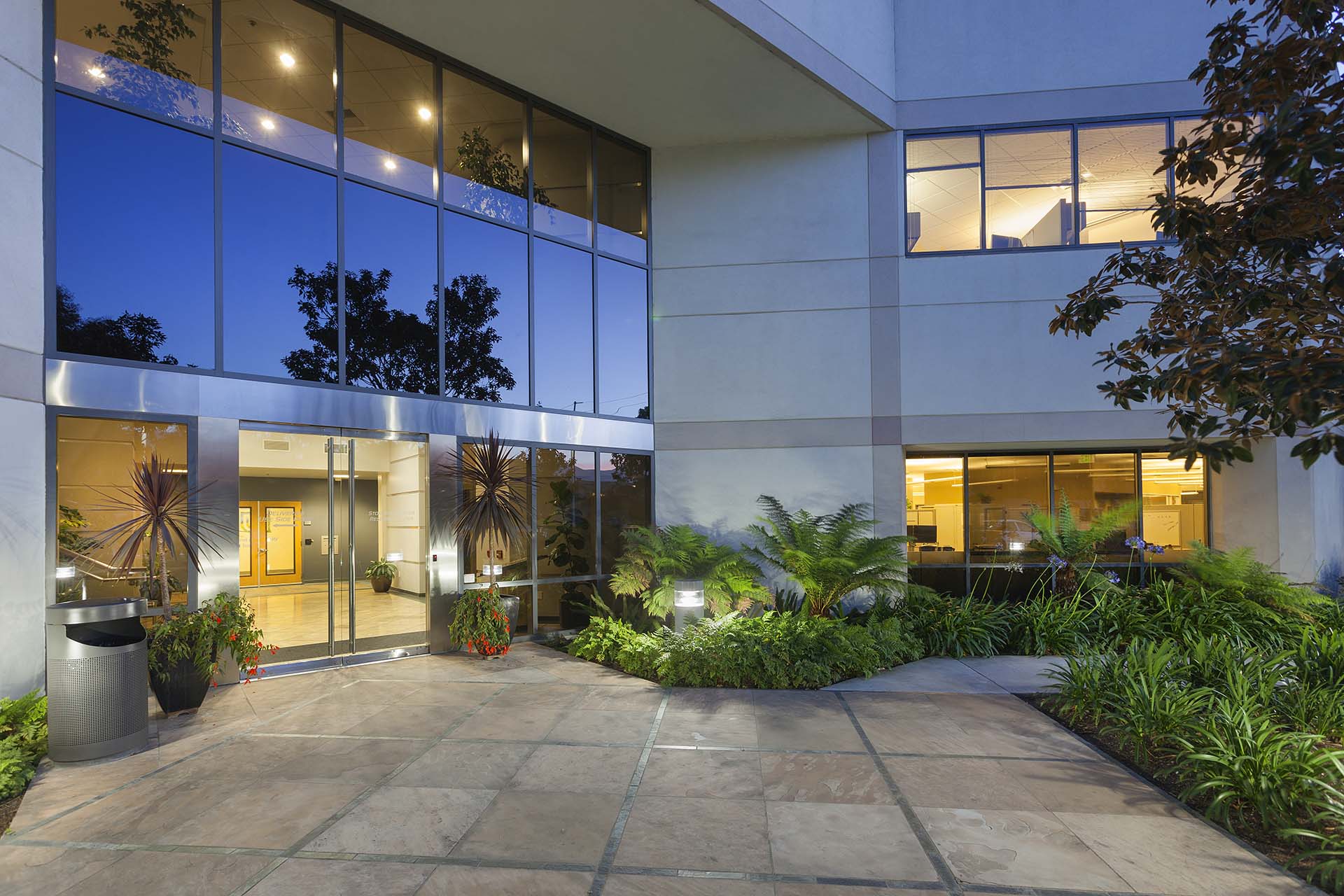 Storke Hollister commercial building with lush landscaping.